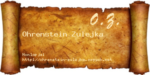 Ohrenstein Zulejka névjegykártya